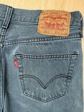 Levi's 501 Button Fly Charcoal original fit Straight Jeans Rigid Men's 34x34